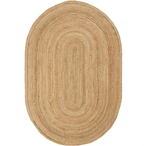 Cool Halı Vime 01E Natural Oval Jüt Halı Yolluk El Dokuma Jüt Kilim Hasır Halı Dekor Otantik Halı Bohem Halı