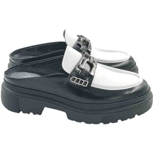 Milonek Shoes 2024 Loafer Siyah Beyaz Sabo Terlik