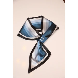 Eleva Glam Kravat Eşarp Mavi Tonlu Desen