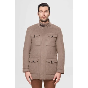 Twn Slim Fit Vizon Düz Çıkarılabilir Kürklü Kaban 3ECK777300551