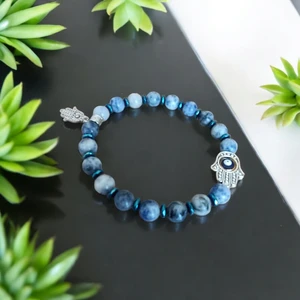Mga Doğaltaş Sodalit Bileklik Hamsa Fatma Ana Eli Doğal Taş Bileklik Nazar Boncuk Model Sodalit Taşı