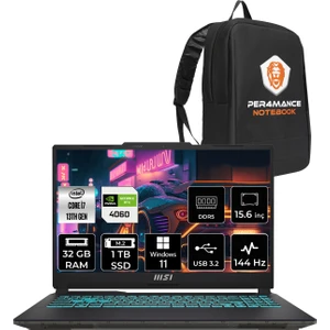 Msı Cyborg 15 Intel Core I7-13620H 32GB 1tb SSD RTX4060/8GB 15.6" Fhd 144Hz W11H Taşınabilir Bilgisayar A13VF-893XTR & Per4 Çanta A13VF893XTRP358