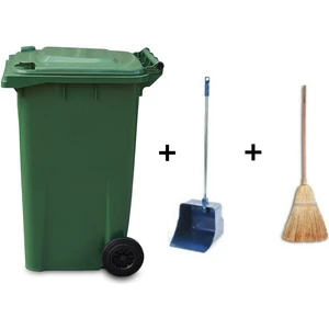 MCK Plus 1 Adet Yesil Plastik Çöp Konteyneri  240 Litre - Isıya Karşı Dayanıklı Copcu Faras Takimli