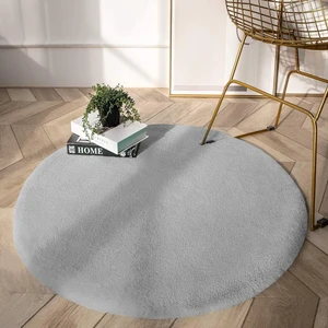 Siyah Yuvarlak Peluş Halı , Yumuşak Post Halı , Yıkanabilir Kaymaz Halı , Kilim , Yolluk