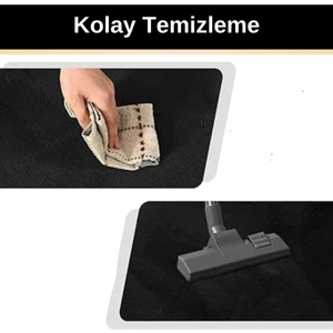 Siyah Yuvarlak Peluş Halı , Yumuşak Post Halı , Yıkanabilir Kaymaz Halı , Kilim , Yolluk