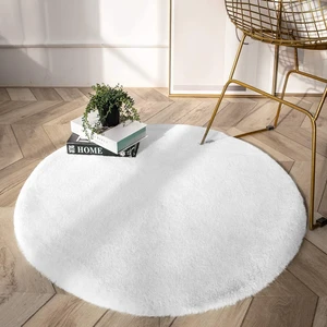 Siyah Yuvarlak Peluş Halı , Yumuşak Post Halı , Yıkanabilir Kaymaz Halı , Kilim , Yolluk