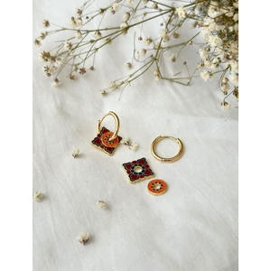 Mi Brillo Accessories Etnik Desenli Ikili Charmlı Küpe