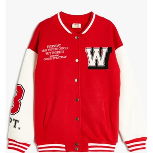 Kolej Ceket Aplike Detaylı Uzun Kollu Renk Bloklu Çıtçıt Kapamalı Şardonlu