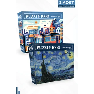 2 Adet 1000 Parça Puzzle - Yıldızlı Gece ve Istanbul