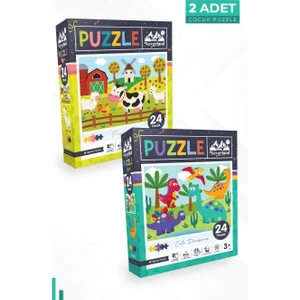 2 Adet Puzzle - 24 Parça Çiftlik Hayvanları ve 50 Parça Çiftlik Arkadaşları