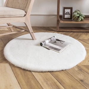 Siyah Yuvarlak Peluş Halı , Yumuşak Post Halı , Yıkanabilir Kaymaz Halı , Kilim , Yolluk