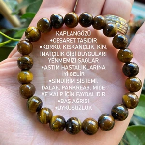 Kehribarevi Ereğli Kaplangözü (Özgüven, Cesaret, Ticaret Taşı) Doğaltaş Unisex Bileklik