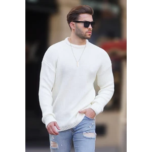 Kemik Rengi Bisiklet Yaka Uzun Kollu Örme Kazak 7246