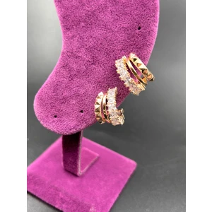 BYM587 Zirkon Taşlı Abiye Günlük Şık Kadın Çelik Küpe