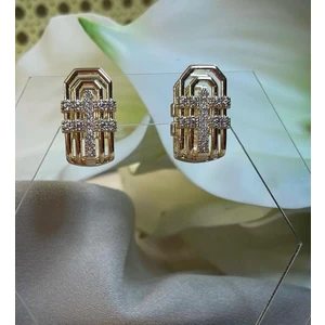 Mi Brillo Accessories Serenay Zirkon Taşlı Gold Küpe