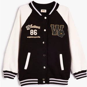 Kolej Ceket Aplike Detaylı Uzun Kollu Renk Bloklu Çıtçıt Kapamalı Şardonlu