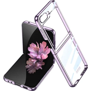 Samsung Galaxy Z Flip 6 Uyumlu Kılıf Premium Camlı Kapak Kamera Korumalı Metalik Kenarlı Glitter