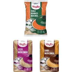 Bakliyat Mercimek Paketi(Yerli Kırmızı Mercimek 2 Kg, Yeşil Mercimek 1 Kg, Sarı Mercimek 1 Kg)