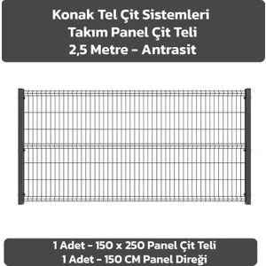 KONAK TEL ÇİT SİSTEMLERİ (1 ADET PANEL ÇİT TELİ 150X250 CM + 1 ADET PANEL ÇİT DİREĞİ)
