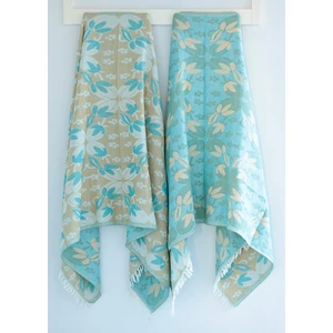 Soft Style Home Peştemal Müslin Çift Katlı Havlupamuk 90 x 180 cm Çift Katlı Çift Yön Kullanım Haki ve Turkuaz