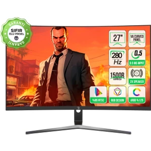 GamePower 27'' Vivid V80 VA Panel Curved RGB 280Hz 0.5ms FHD 2x2W Speaker Gaming Monitör (Sıfır Ölü Piksel Garantili)