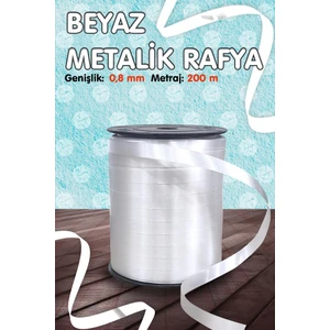 Tuğset Etiket Beyaz Renk Rafya - Janjanlı Rafya -Balon Ipi- 200 Mt-T1018
