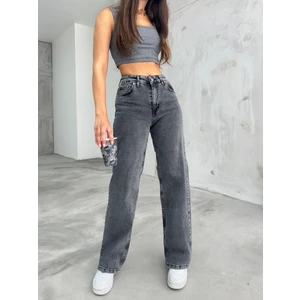 Kadın Füme Kar Yıkamalı Yüksek Bel Palazzo Jean