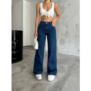 Lacivert Yüksek Bel Palazzo Jean