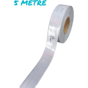Tüvtürk Onaylı Reflektör Fosforlu Düz Şerit Bant Beyaz 5 Metre E8 Belge