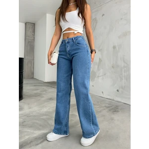 Mavi Yüksek Bel Palazzo Jean