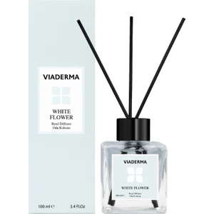 Kare Şişe Beyaz Çiçek Esansı Bambu Çubuklu Oda Kokusu 100 ml