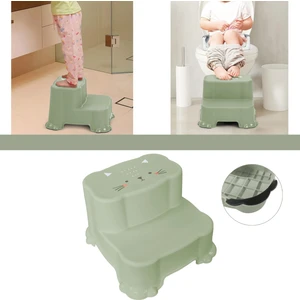 Meleni Baby Kaydırmaz Çocuk Taburesi - Çift Basamaklı Banyo Lavabo Merdiven Yükseltici Bebek Basamağı Yeşil