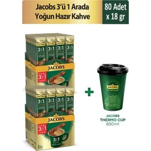 3'ü 1 Arada Yoğun Hazır Kahve 40'lı x 2 Adet + Thermo Cup 650 ml