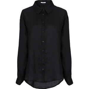 Barrı Kadın Keten Gömlek Siyah