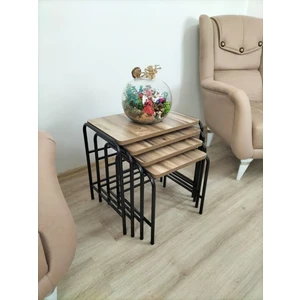 Evko Mobilya Buket Sehpa, 4'lü Zigon Sehpa, Zigon Sehpa, Servis Sehpası, İç İçe Geçen Sehpa, Ahşap Sehpa, Dörtlü