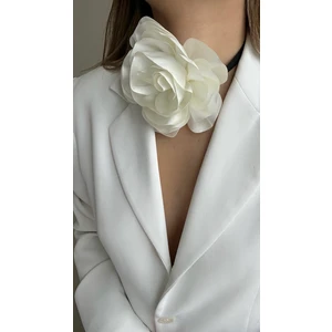 Âlâ Atelier Bağcıklı Kadife Kurdeleli Kumaş Çiçek Choker Kolye Gül Kolye