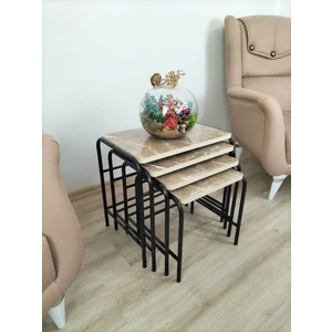 Evko Mobilya Buket Sehpa, 4'lü Zigon Sehpa, Zigon Sehpa, Servis Sehpası, İç İçe Geçen Sehpa, Ahşap Sehpa, Dörtlü