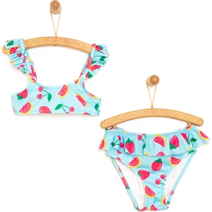 Fırfırlı Meyve Desenli Bikini Takımı Kız Bebek