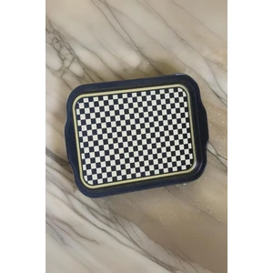 EF162-18 Checkers Blue_swt Home Desenli Dikdörtgen Tepsi 22X32 cm