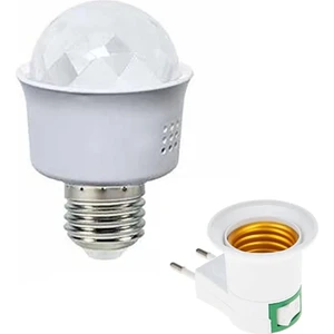 E27 Duy Renkli Disko Ampülü Disco Topu LED Disko Ampul Yerine Takılır ( Gece Lambası ) + Prize Takılan E27 Duy