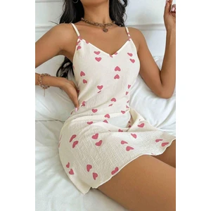 Bella Notte Kalp Baskılı Askılı Gecelik