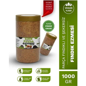 Bi Fındık Doğal Şekersiz Fındık Ezmesi  Ürün 1kg Katkısız Vegan Glutensiz Sürülebilir %100 Fındıklı