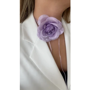 Âlâ Atelier Bağcıklı Kumaş Çiçek Choker Kolye Gül Kolye
