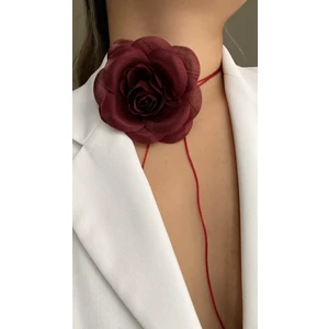 Âlâ Atelier Bağcıklı Kumaş Çiçek Choker Kolye Gül Kolye