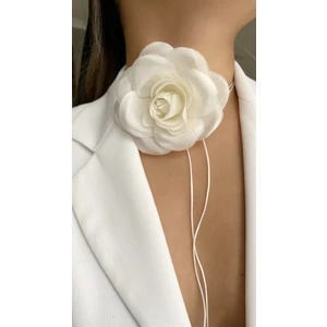 Âlâ Atelier Bağcıklı Kumaş Çiçek Choker Kolye Gül Kolye