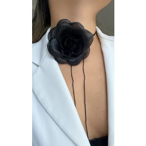Âlâ Atelier Bağcıklı Kumaş Çiçek Choker Kolye Gül Kolye