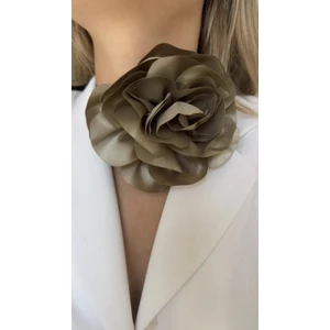 Âlâ Atelier Bağcıklı Kadife Kurdeleli Kumaş Çiçek Choker Kolye Gül Kolye