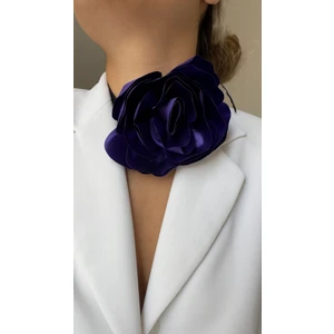 Âlâ Atelier Bağcıklı Kadife Kurdeleli Kumaş Çiçek Choker Kolye Gül Kolye