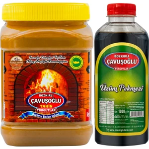 Bozkırlı Çavuşoğlu Odun Ateşinde Çifte Kavrulmuş Kepekli Bozkır Tahini 930 gr + Üzüm Pekmezi 1000 gr
