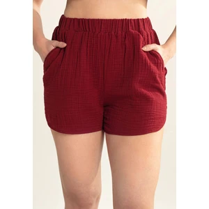 Müslin Kadın Yazlık Bordo Alt Şort